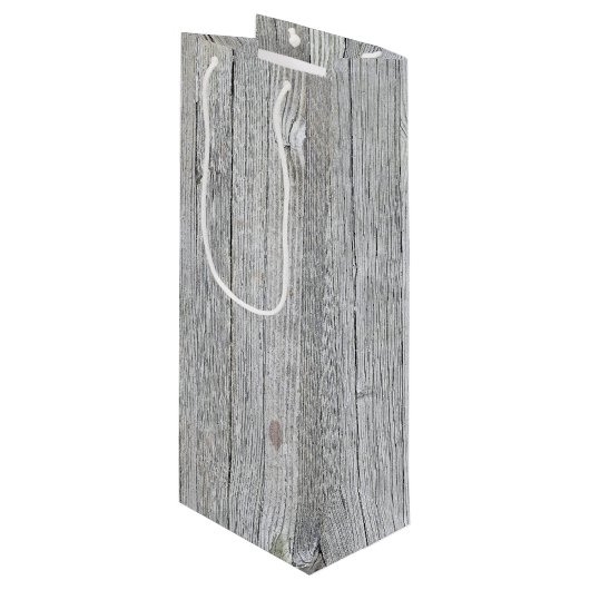 verwittertes Holz Geschenktüte Für Weinflaschen (Vorderseite Schrägansicht)