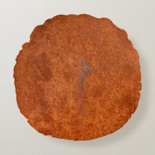 Verwittertes, rostiges Metall: orange-rote Textur. Rundes Kissen