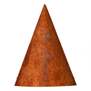 Verwittertes Rostmetall: orange-rote Textur. Partyhütchen