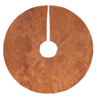 Verwittertes Rostmetall: orange-rote Textur. Polyester Weihnachtsbaumdecke