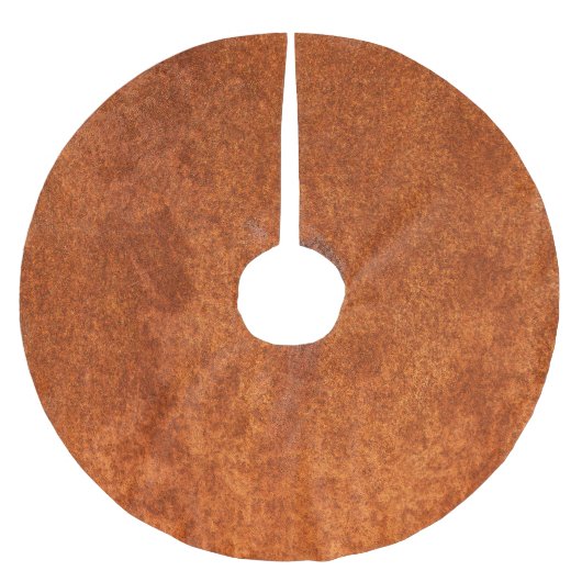 Verwittertes Rostmetall: orange-rote Textur. Polyester Weihnachtsbaumdecke (Vorderseite)