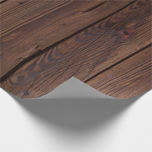 Verwittertes und rustikales dunkles Scheunen-Holz Geschenkpapier (Ecke)