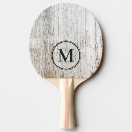 Verwittertes Weißgewaschenes Holz Monogramm Tischtennis Schläger