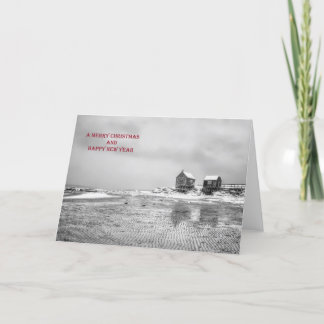 Verwitterungs-Bretterbude-Weihnachtskarte Feiertagskarte