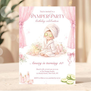 Verwöhnparty Geburtstag   Rosa Chic-Spa-Party Einladung