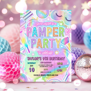 Verwöhnparty Glow Pastel Spa Make-up Geburtstagsfe Einladung