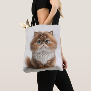 VERWÖHNTE BRAUN-WEIßE ZEICHENTRICK-FANTASIEKATZE TASCHE