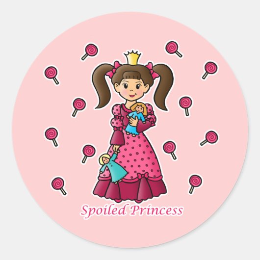 verwöhnte Prinzessin Runder Aufkleber (Vorderseite)