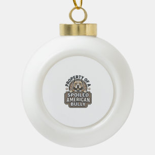Verwöhnter American Bully Vintage Gravur Design_1 Keramik Kugel-Ornament