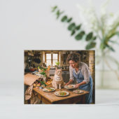 Verwöhntes Katzen-Gourmet-Buffet Postkarte (Stehend Vorderseite)