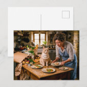 Verwöhntes Katzen-Gourmet-Buffet Postkarte (Vorne/Hinten)