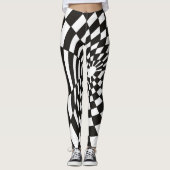Verworfenes Schachbrett in Schwarzweiss Leggings (Vorderseite)