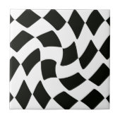 Verworfenes Schwarzweiss-Schachbrett Fliese (Vorderseite)