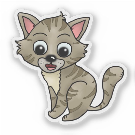 Verwunderte Katze Aufkleber (Vorderseite)