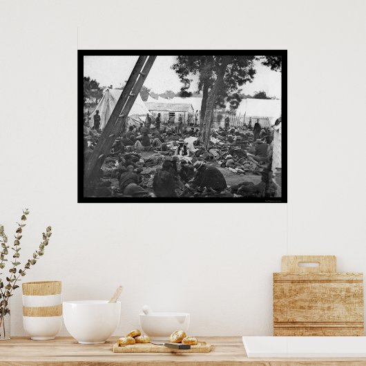 Verwundete Soldaten im Zivilen Kriegskrankenhaus v Poster (Küche)