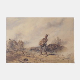 Verwundeter Soldat nach der Schlacht (Kriegsszene) Fußmatte