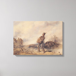 Verwundeter Soldat nach der Schlacht (Kriegsszene) Leinwanddruck