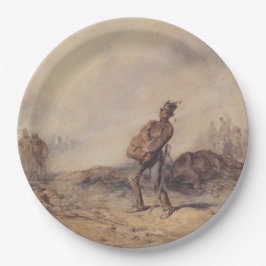 Verwundeter Soldat nach der Schlacht (Kriegsszene) Pappteller