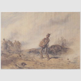 Verwundeter Soldat nach der Schlacht (Kriegsszene) Seidenpapier