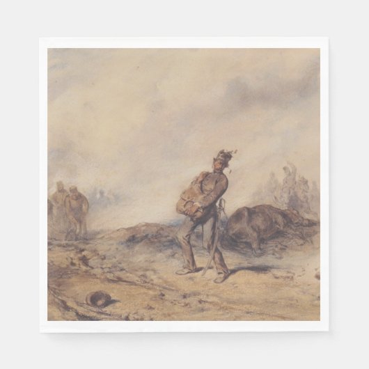 Verwundeter Soldat nach der Schlacht (Kriegsszene) Serviette (Vorderseite)