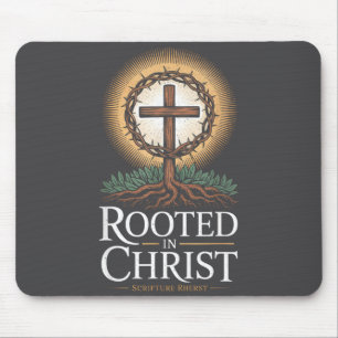 Verwurzelt im Christus-T-Shirt Jesus Vintage-Kreuz Mousepad
