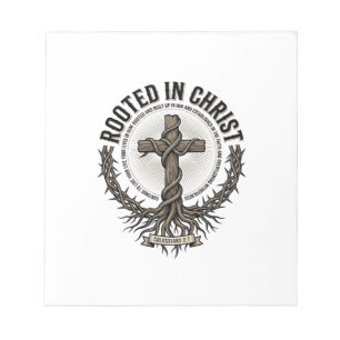 Verwurzelt in Christus Kreuz Vintage Engraving Chr Notizblock