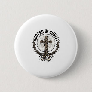 Verwurzelt in Christus Kreuz Vintage-Engravings Ch Button