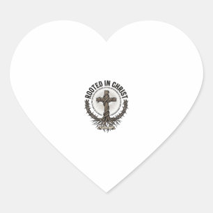 Verwurzelt in Christus Kreuz Vintage Gravur Christ Herz-Aufkleber