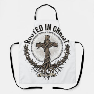 Verwurzelt in Christus Kreuz Vintage Gravur Christ Schürze