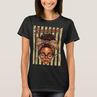 Verwurzelte Melanin Königin Leopardin Bogen Afroam T-Shirt