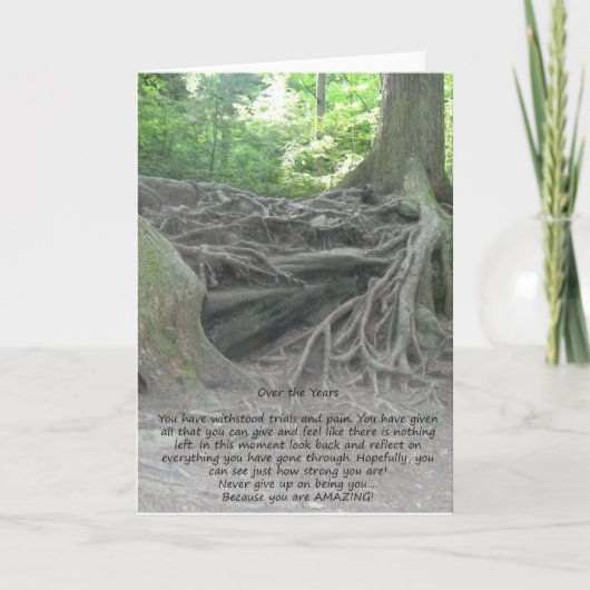 Verwurzelte Stärken-Baum-Ermutigungs-Gruß-Karte Karte (Vorderseite)