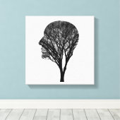 Verwurzelter Geist – Menschliches Profil Baum Silh Leinwanddruck (Insitu (Holzboden))