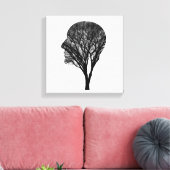 Verwurzelter Geist – Menschliches Profil Baum Silh Leinwanddruck (Insitu (Wohnzimmer))