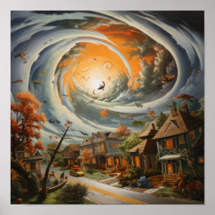 Verwüstung durch Hurrikan - Nachbarschaft - Power Poster