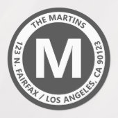 Very Bold Modern Grey & White Monogram & Text Etiketten (Design 2)