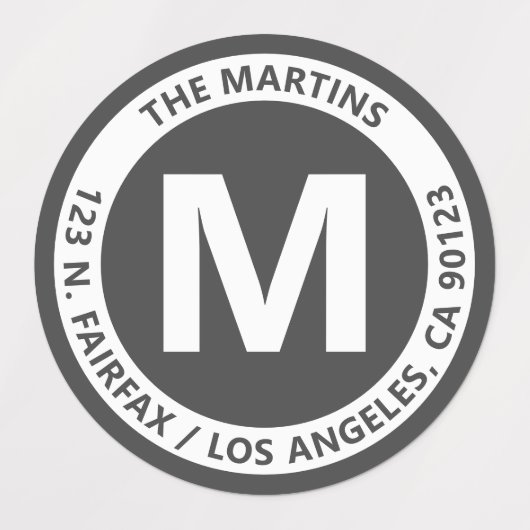 Very Bold Modern Grey & White Monogram & Text Etiketten (Design 1)