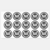 Very Bold Modern Grey & White Monogram & Text Etiketten (Blatt)