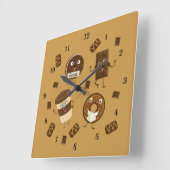 Very Cool Coffee and Chocolate Wall Clock Quadratische Wanduhr (Winkel)