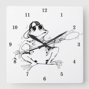 Very Cool Frog Wall Clock Quadratische Wanduhr