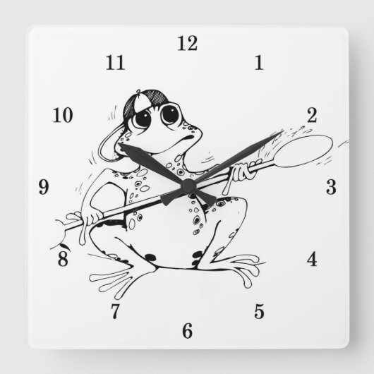 Very Cool Frog Wall Clock Quadratische Wanduhr (Vorderseite)