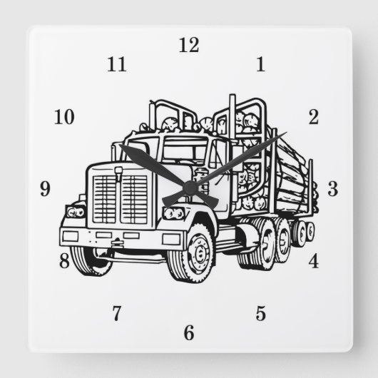 Very Cool Log Hauler Wall Clock Quadratische Wanduhr (Vorderseite)