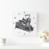 Very Cool Vintage Train Wall Clock Quadratische Wanduhr (Zuhause)