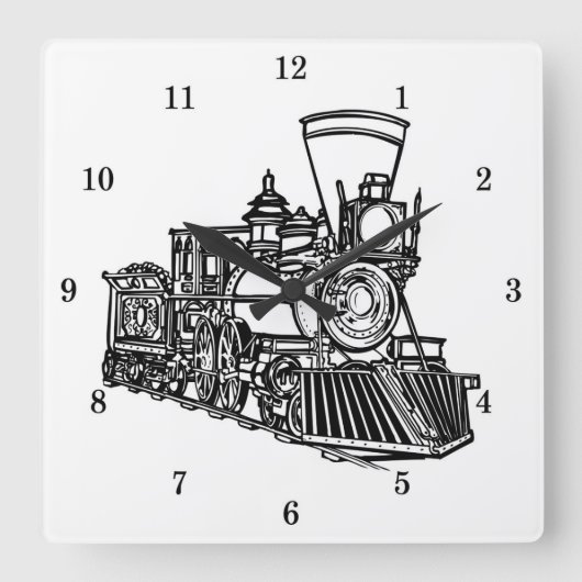 Very Cool Vintage Train Wall Clock Quadratische Wanduhr (Vorderseite)