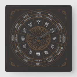 Very Cool Zodiac Wall Clock Quadratische Wanduhr