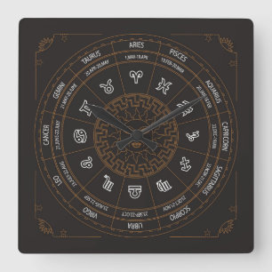 Very Cool Zodiac Wall Clock Quadratische Wanduhr