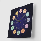Very Cool Zodiac Wall Clock Quadratische Wanduhr (Winkel)
