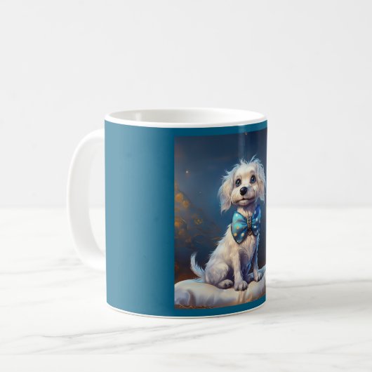 Very Cute Lil Doggie With Blue Bow Tie Kaffeetasse (Vorderseite Links)