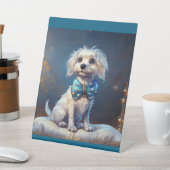 Very Cute Lil Doggie With Blue Bow Tie Sockelschild (In SItu)