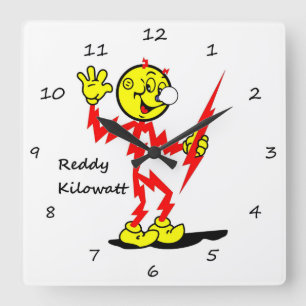 Very Fun Reddy Kilowatt Wall Clock Quadratische Wanduhr