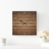 Very Fun Simulated Wood Plank Wall Clock Quadratische Wanduhr (Zuhause)